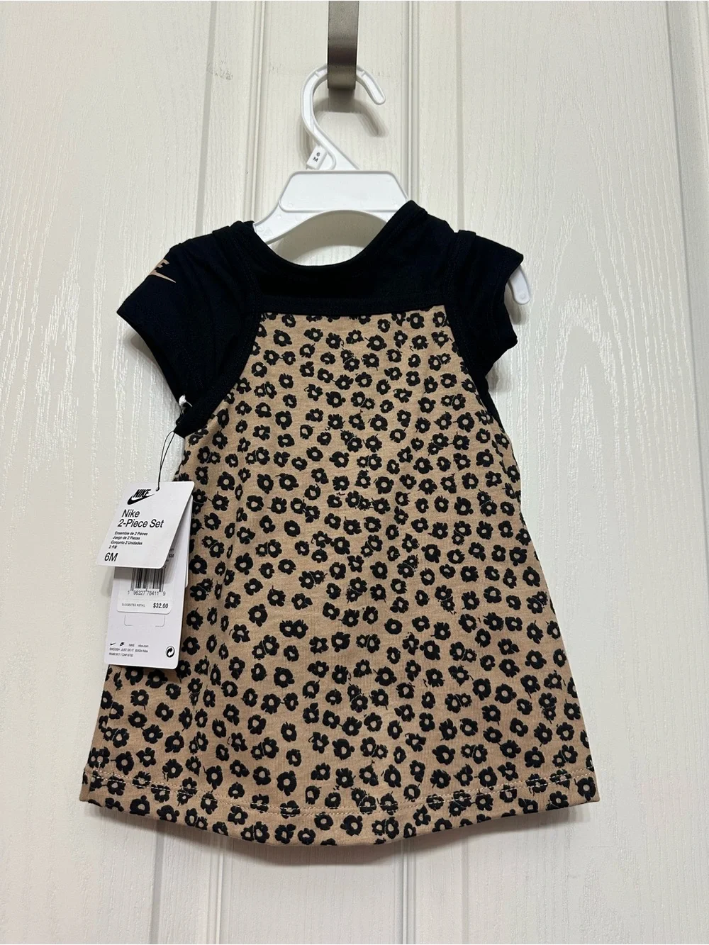 Baby Girls Nike Black and Tan Leopard Print Girls Dress- Size 6 Months - Picture 3 of 3